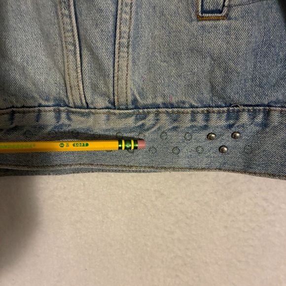 Free People Studded Distressed Demin Jacket Womens M Metal Button Boho Festival - Picture 7 of 10